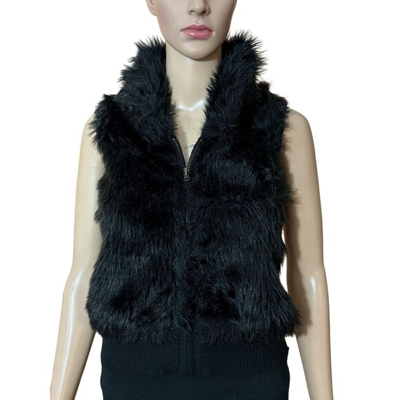 Arizona Jeans Co Black Faux Fur Vest Size XS - Picture 1 of 4
